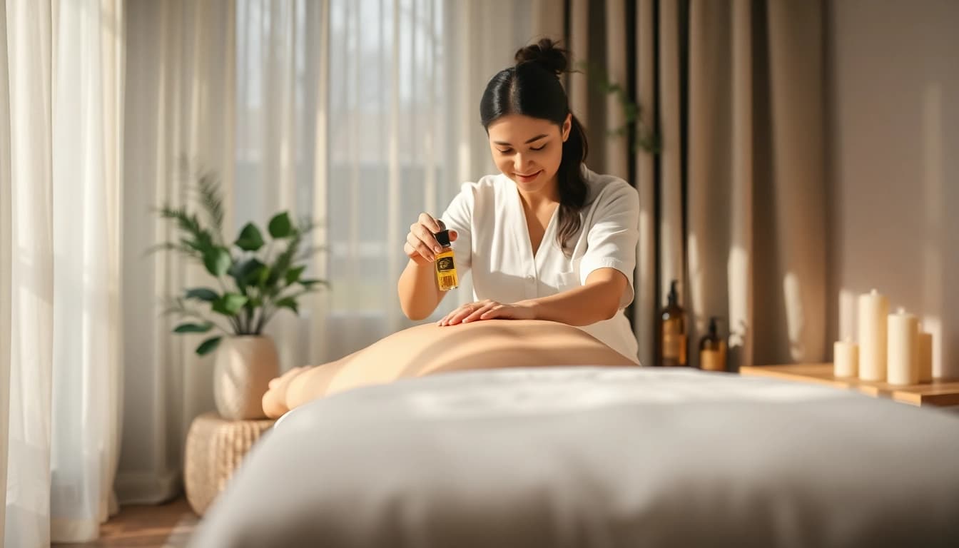 출장안마 service with a professional therapist providing a relaxing massage in a serene setting.