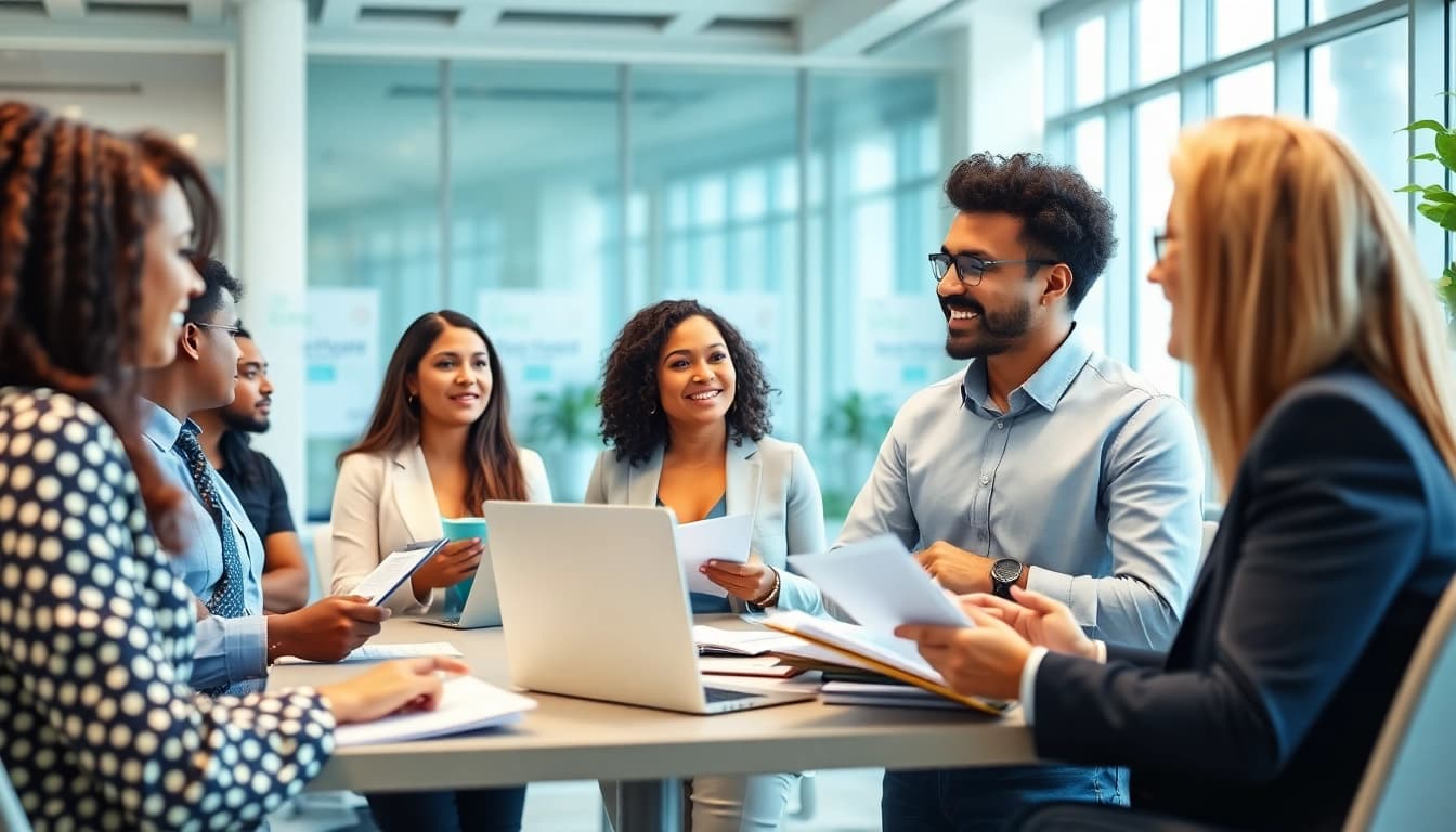 Engage in a free job post with diverse candidates in a professional recruitment setting.
