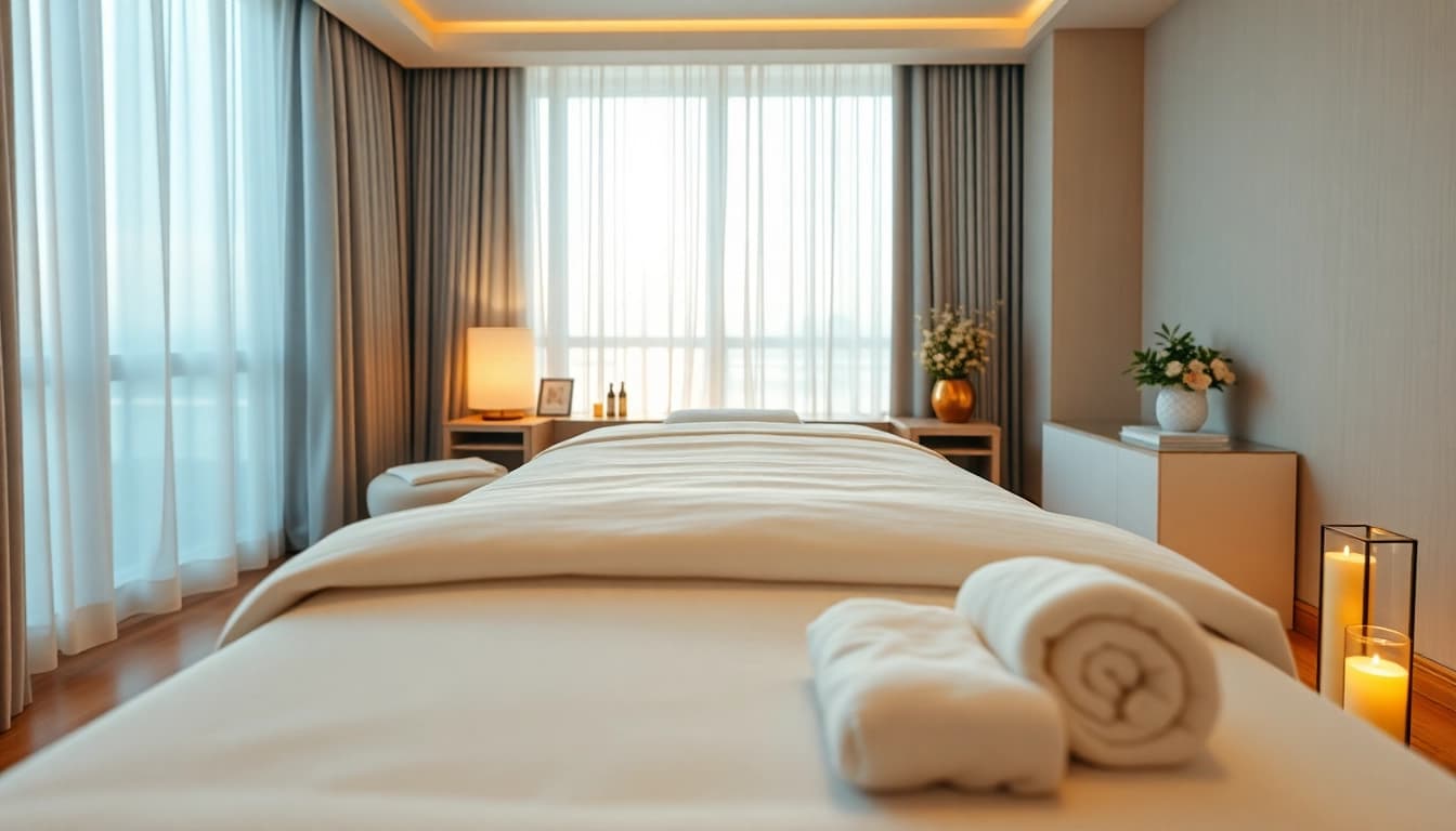 Premium 출장안마 service in an upscale hotel room with calming ambiance.