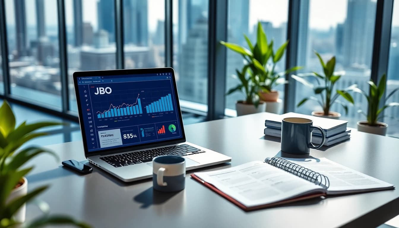 Engaging JBO workspace setup highlighting productivity and creativity in a modern office environment.