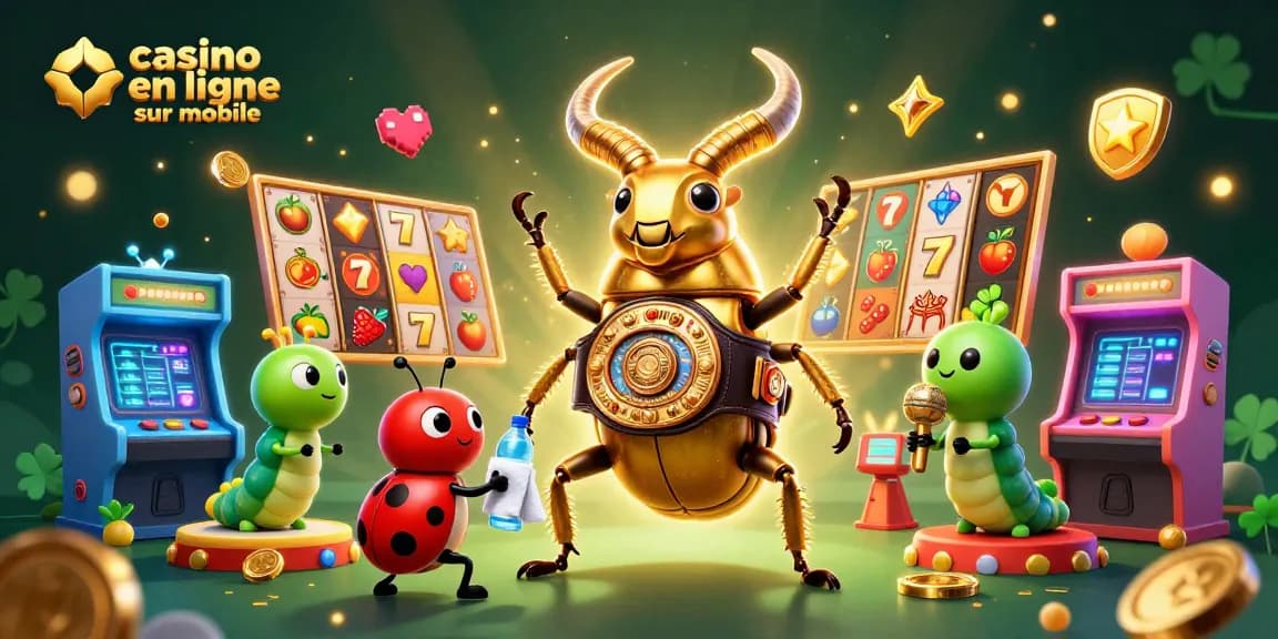 Jouez à un casino en ligne sur mobile avec des machines à sous flamboyantes et des personnages fantastiques.