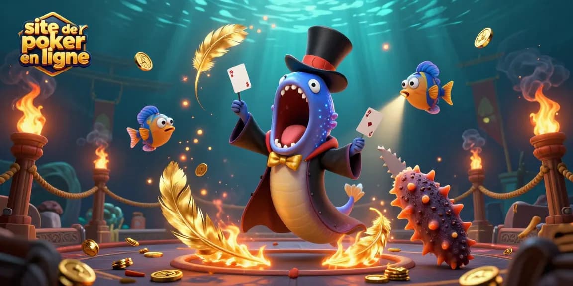 Découvrez les cartes au site de poker en ligne avec une illustration magique sous-marine.