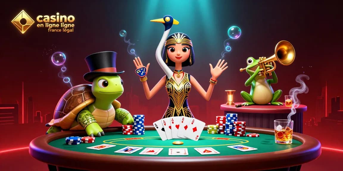 Visualisez les jeux sur un casino en ligne France légal avec un crâne art déco et des personnages amusants.