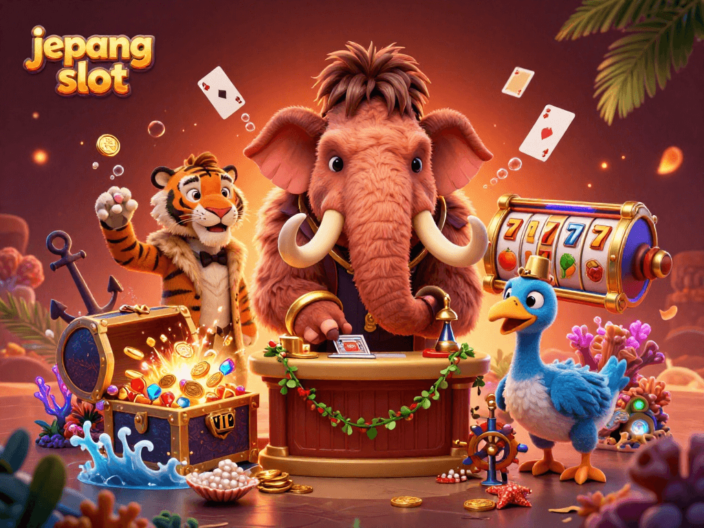 Spin the reels of the jepang slot with a mammoth bouncer, showcasing vibrant casino excitement.