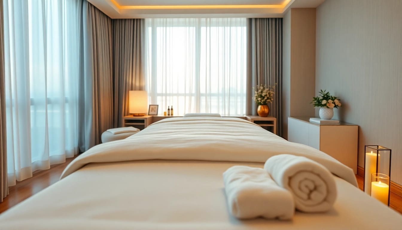 Premium 출장안마 service in an upscale hotel room with calming ambiance.