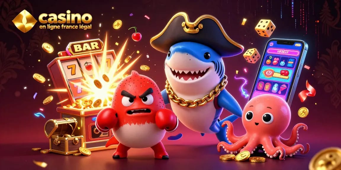 Jouer sur un casino en ligne France légal avec un jackpot et des animations colorées de jeux de casino.