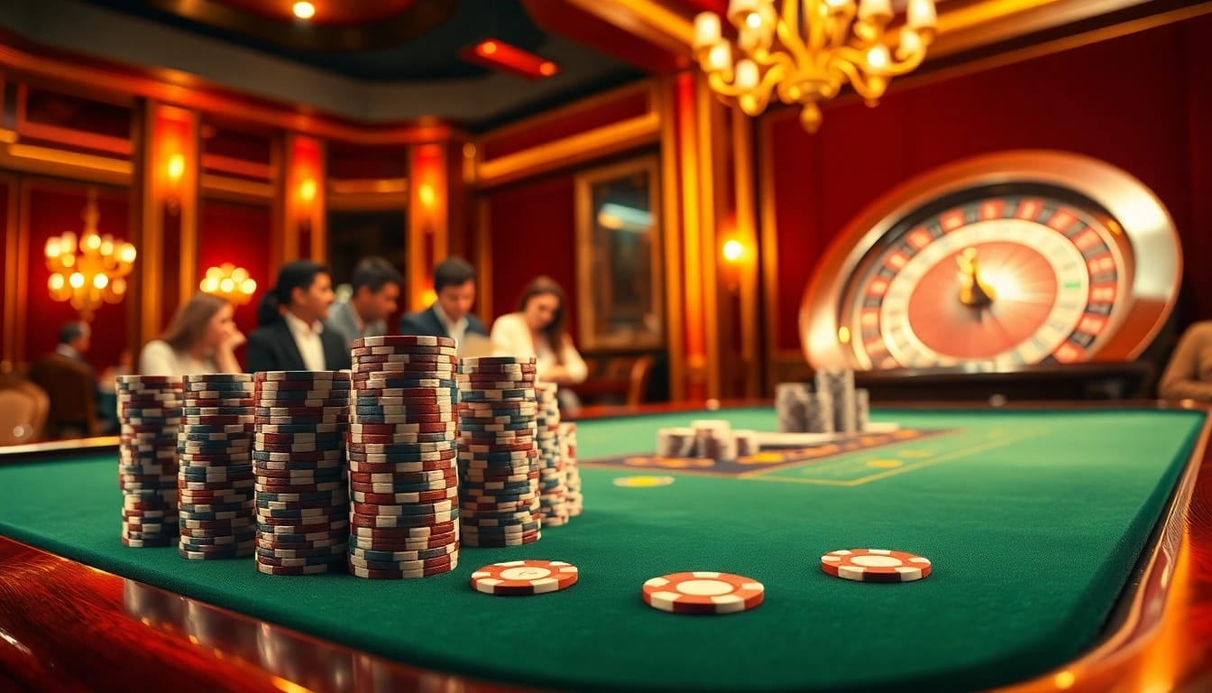 The hidden wiki official serves as a strategic guide amidst an engaging casino scene focused on poker tables and roulette.