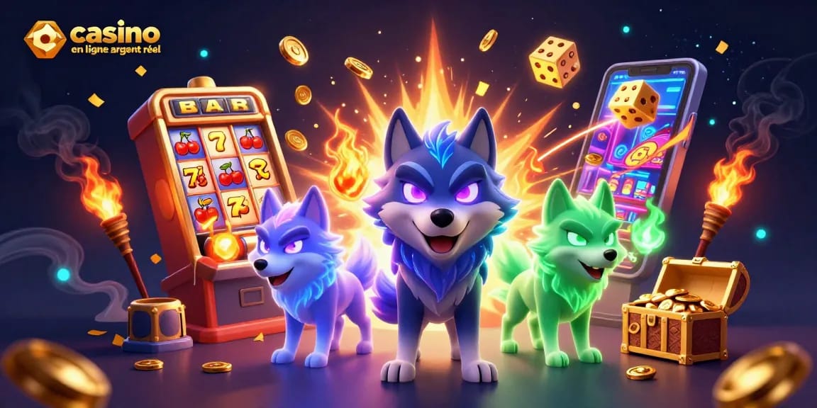 Jouez sur un casino en ligne argent réel avec des machines à sous et des cagnottes éclatantes autour d'une meute de loups spectres.