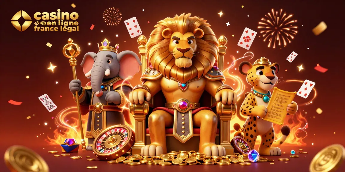 Gagnez avec "casino en ligne légal en France" en 2026, illustrant des jeux et personnages de casino animés.