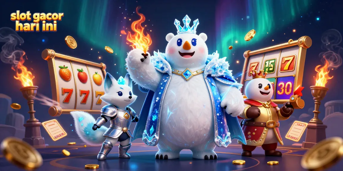 Experience the thrill of slot gacor hari ini with a captivating 3D illustration featuring dynamic elements and characters.