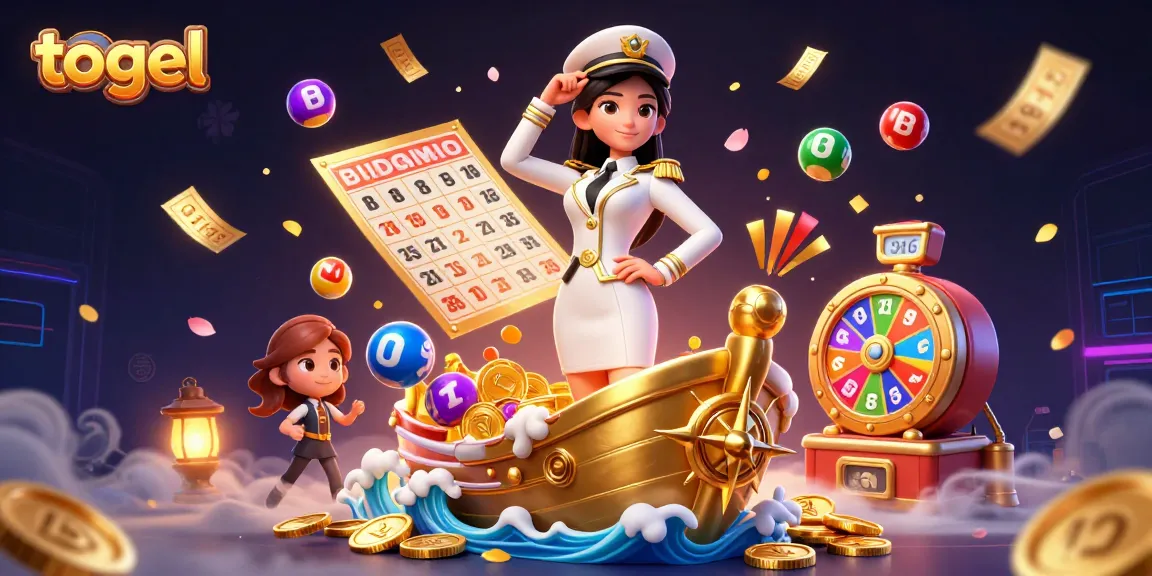 Togel action scene featuring a commanding woman and dynamic lottery elements, showcasing excitement.