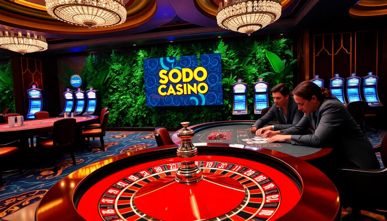 Engaging players enjoying thrilling games at SODO CASINO with vibrant slot machines.