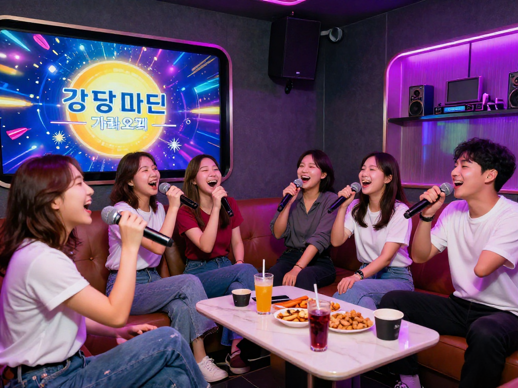강남 타이밍과 함께하는 즐거운 가라오케 파티 풍경