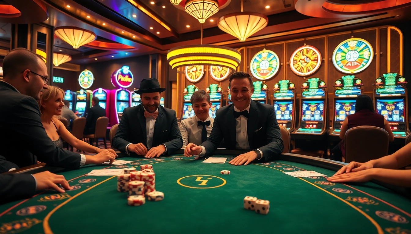 Engaging poker game at Thabet College featuring vibrant casino elements and excitement.