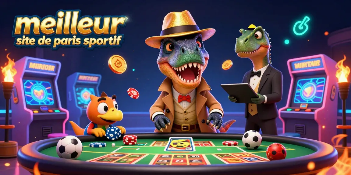 Scène captivante d'un velociraptor au blackjack sur le meilleur site de paris sportif, entouré d'éléments de paris sportifs.