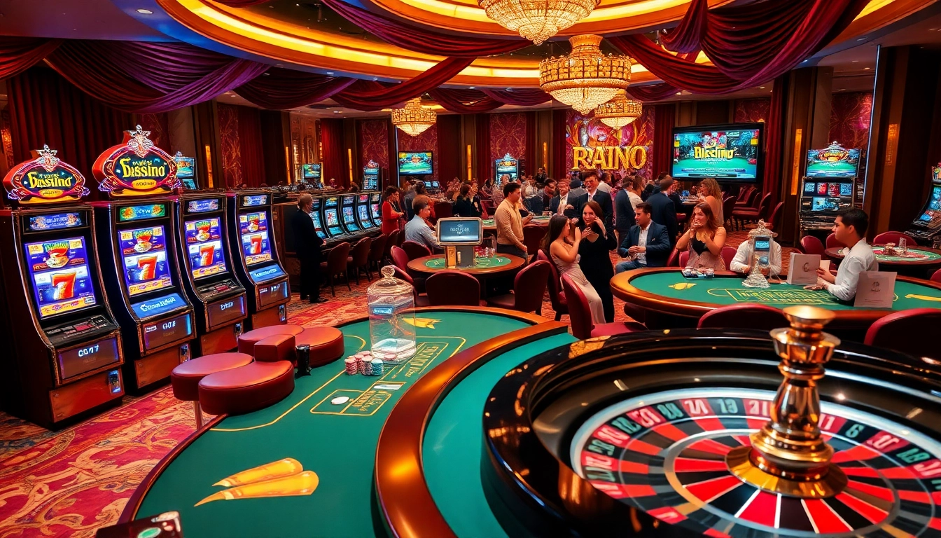 Excited players enjoying the thrills of idn slot 777 at a luxurious casino.