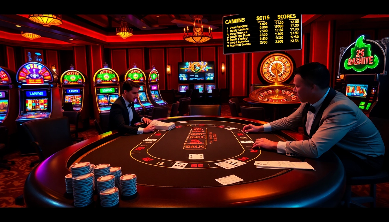 Experience the thrill of real-time sports betting scores at the luxurious casino featuring blackjack and roulette.