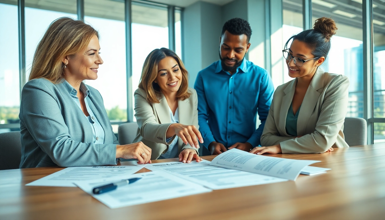 Get expert Insurance Claims Help in a professional office setting with a diverse team assisting a client.