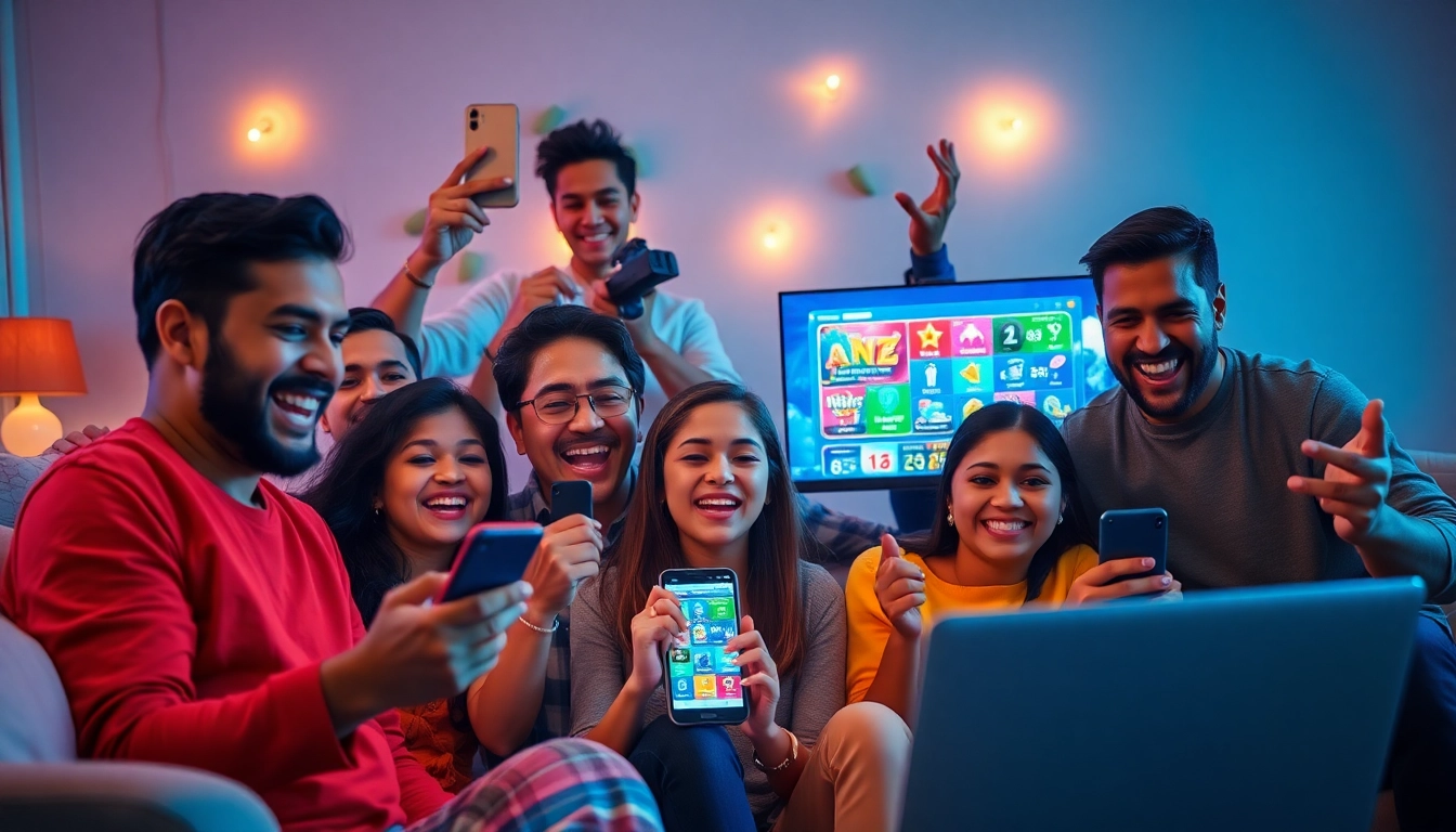 Players engaging with the Jalwa app on different devices, highlighting excitement and community in online gaming.