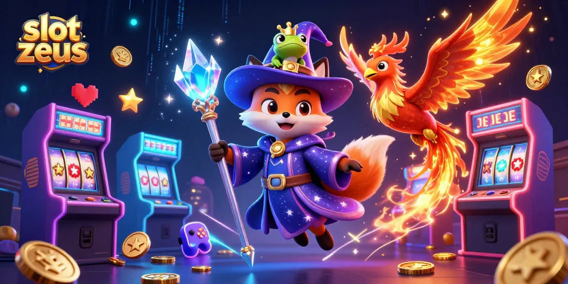Spin and win with slot zeus, featuring a wizard fox and a fiery phoenix in an enchanting casino scene.