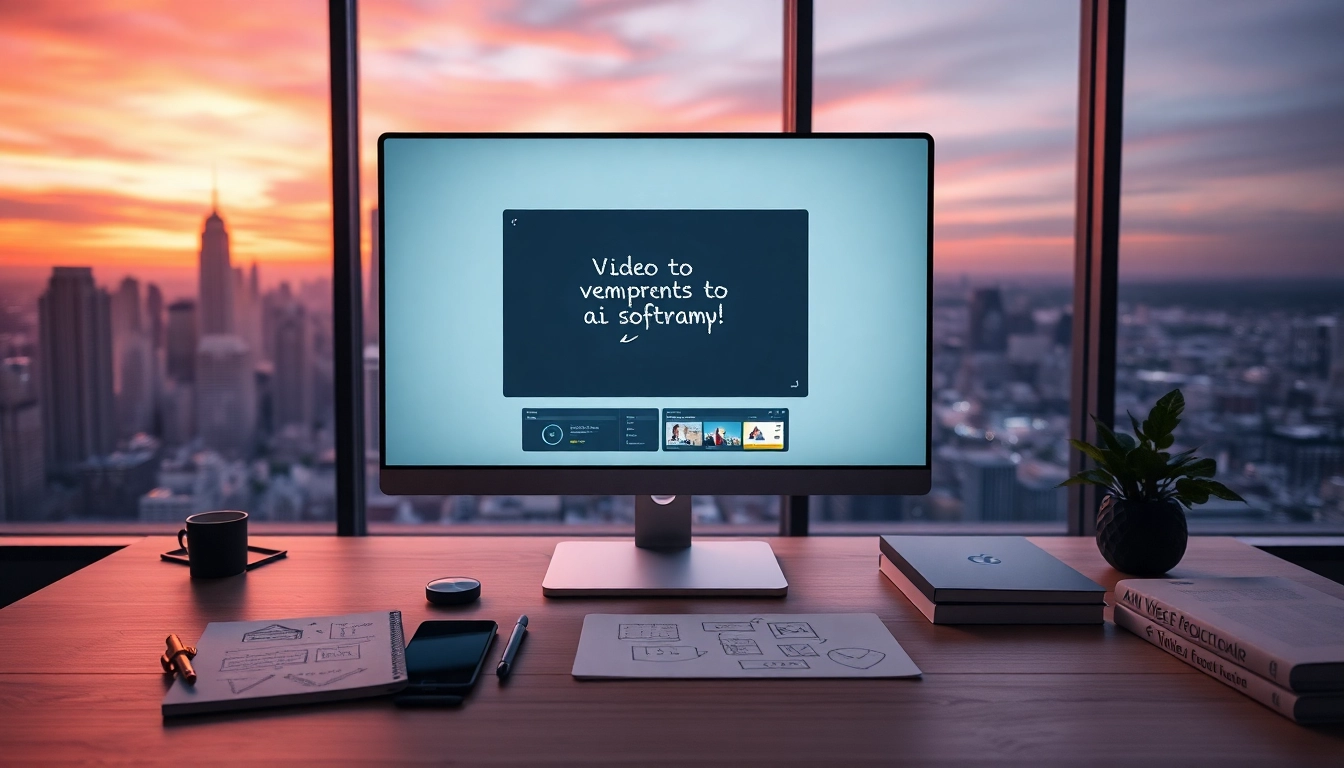 Transforming video to prompt using innovative AI software in a modern workspace.