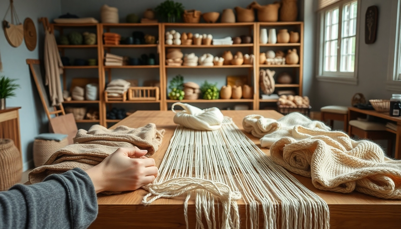 Handcrafted garments displayed at https://www.ound-ound.com in an artisan workspace, showcasing sustainable fashion.