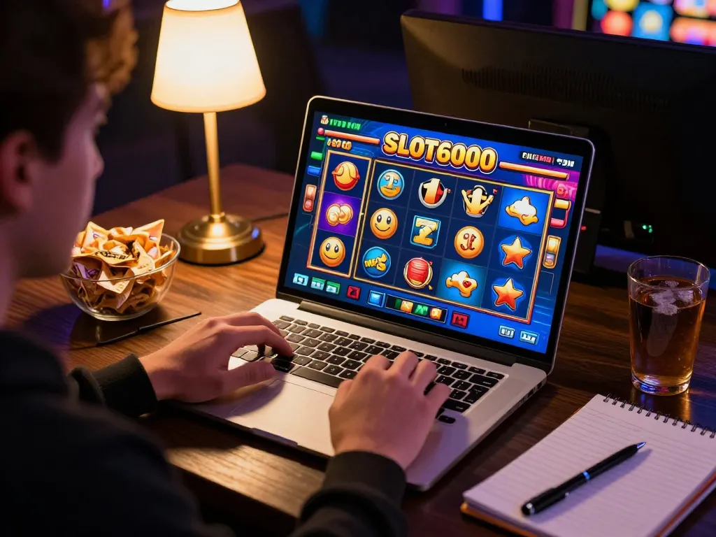 Player engaging with SLOT6000 Link Gaco slot machine interface for a thrilling online gaming experience
