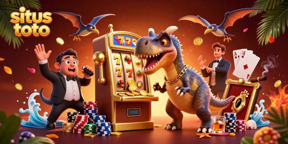 situs toto thrills as pachycephalosaurus hits a jackpot, coins fly with excitement in a lively casino scene