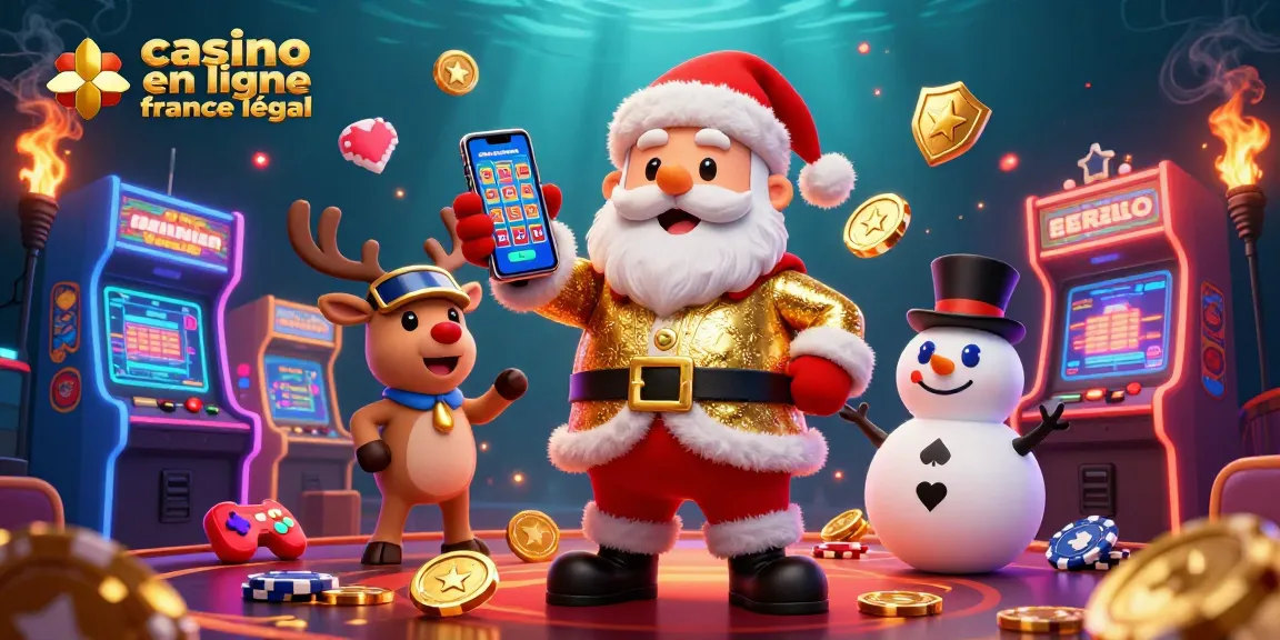 Jouez à des jeux de casino en ligne France légal avec Santa, le renne et le bonhomme de neige.