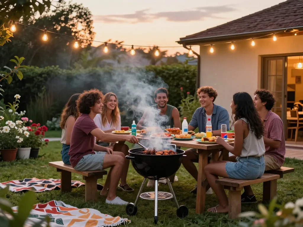 Best Mosquito Repellent used in a backyard barbecue gathering to enjoy summer evenings.