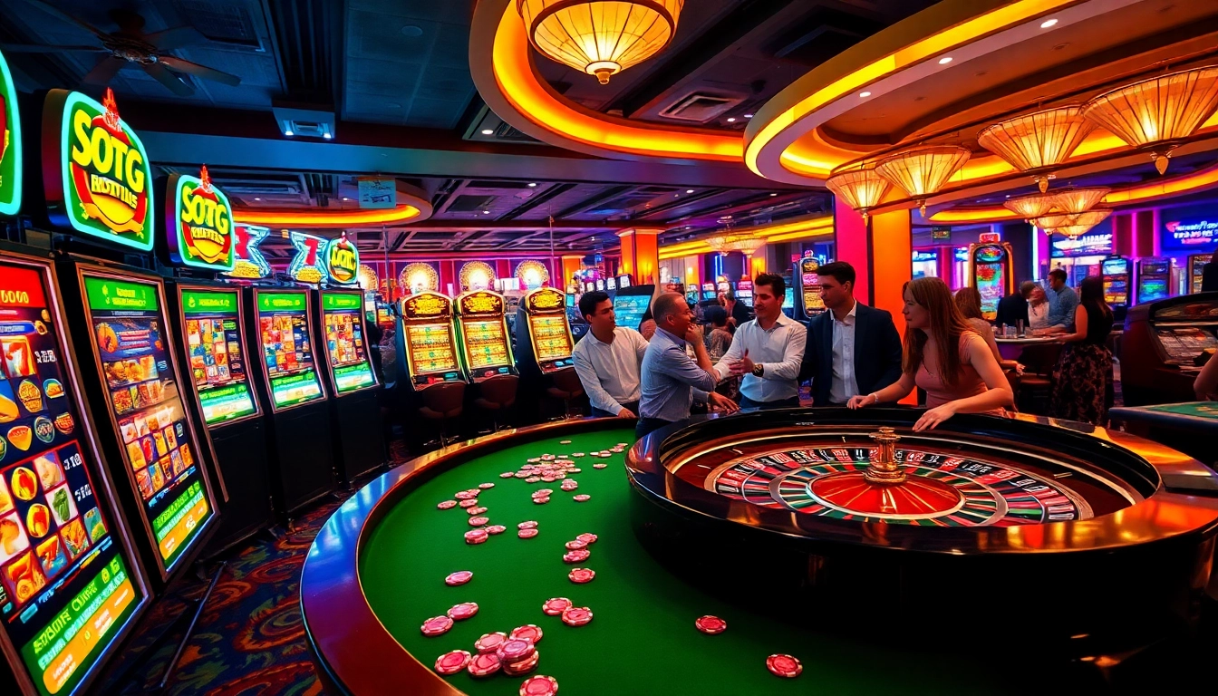 Players winning at vibrant slot gacor 777 machines in a luxury casino setting.