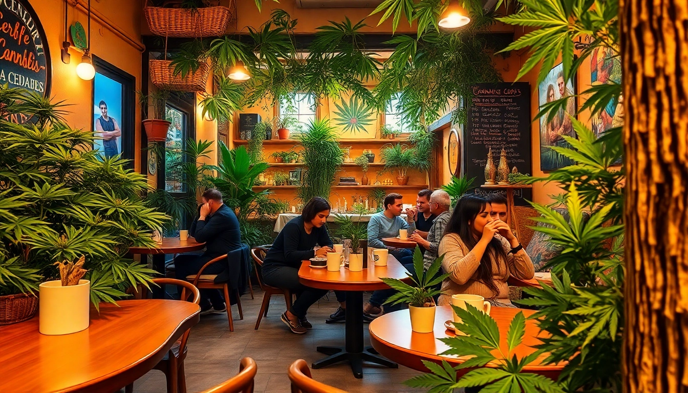 Erleben Sie die Atmosphäre im Cannabis Coffee Shop Lloret de Mar, wo Gäste in einem einladenden Raum entspannen.