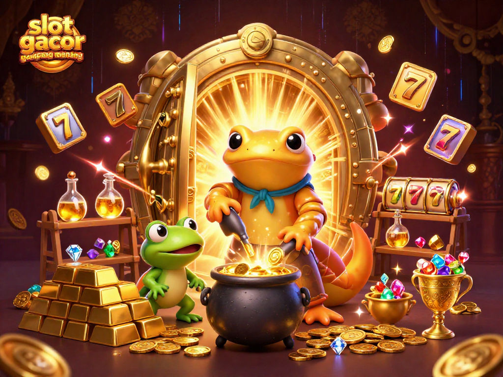 Experience thrilling wins with slot gacor gampang menang in this dynamic 3D casino scene.