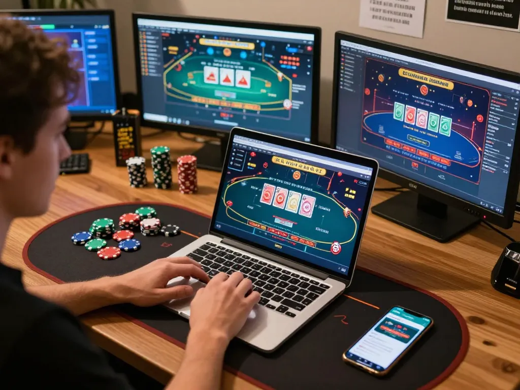 Engaging online poker gameplay at 888vnd com with vibrant interface and strategy notes.