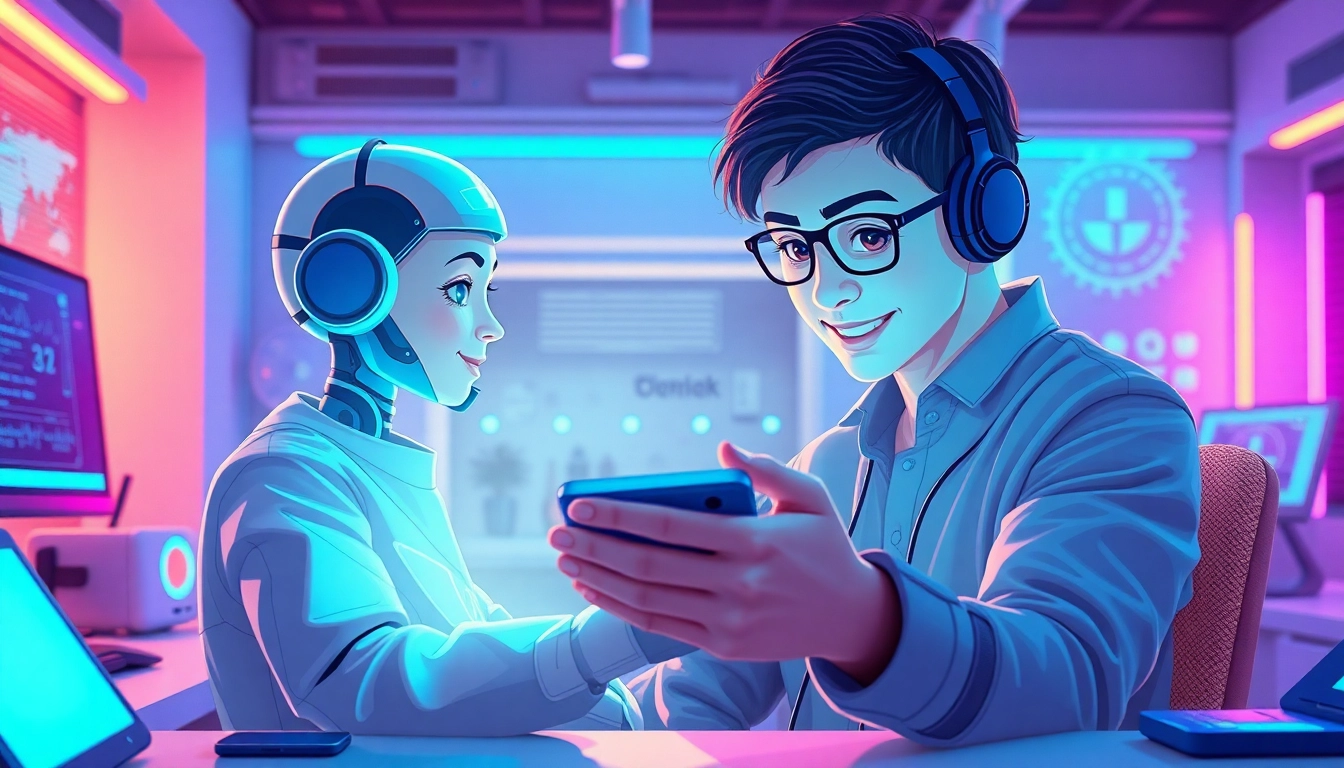 Engaging AI interaction scene highlighting a friendly crush on ai experience.