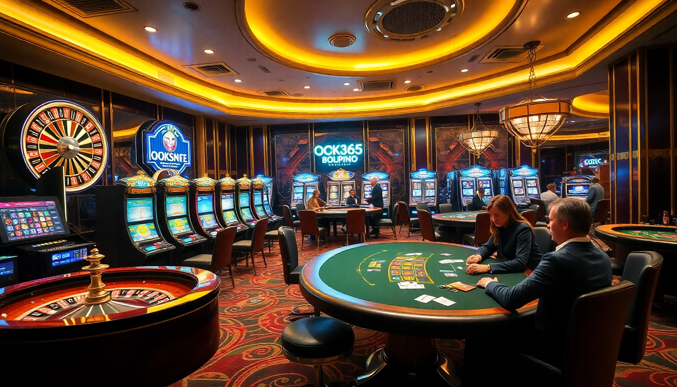 Engaging scene at Nhà cái OK365 showcasing vibrant casino games and professional gambling atmosphere.