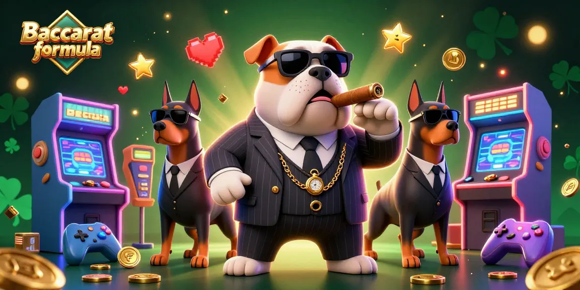 Experience thrilling Baccarat formula gameplay with entertaining characters in a vibrant casino scene.