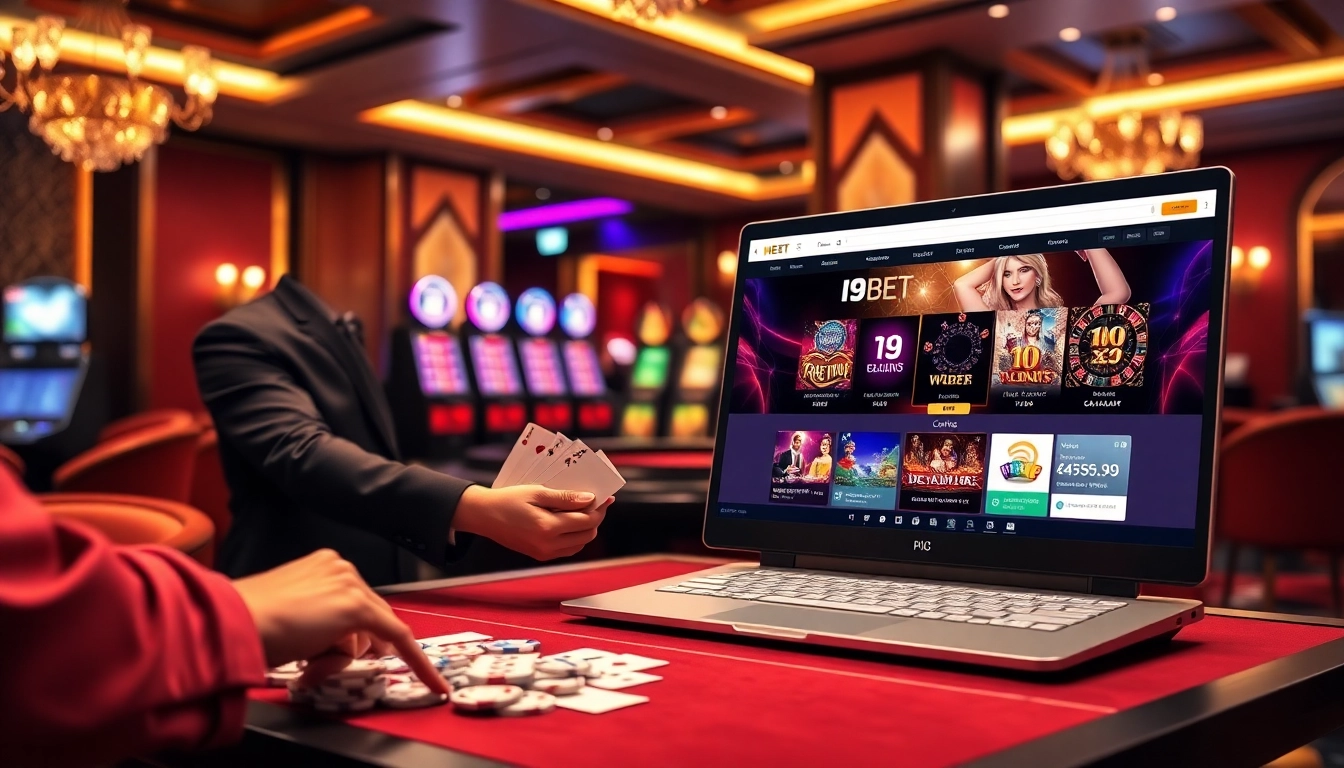 Engaging scene at nhà cái i9bet featuring a professional dealer and modern casino layout.