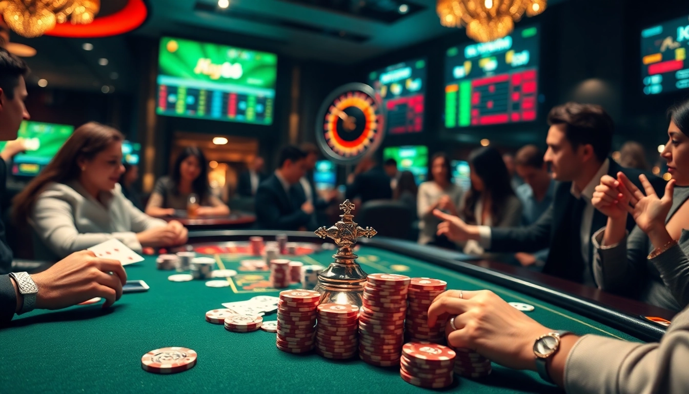 Players enjoying an exciting game of poker at the kjc rr88 casino, showcasing vibrant gaming atmosphere.