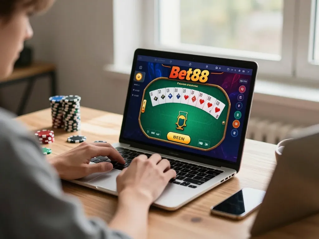 Experience dynamic online gambling at Trang chủ Bet88 with a stylish at-home gaming setup