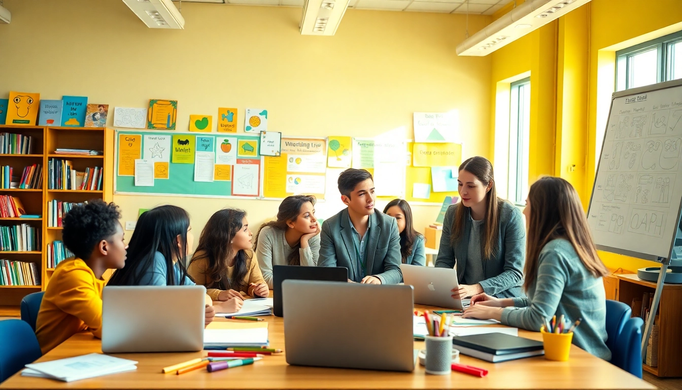 Engaged students collaborating in a classroom, promoting Education through teamwork and creativity.