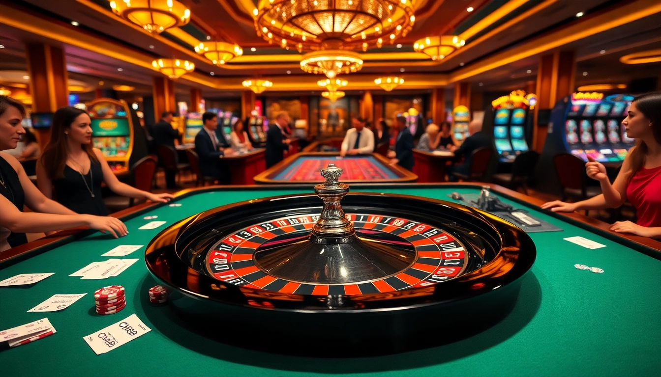 Gamblers enjoying a thrilling casino experience with CM88 betting slips on the roulette table.