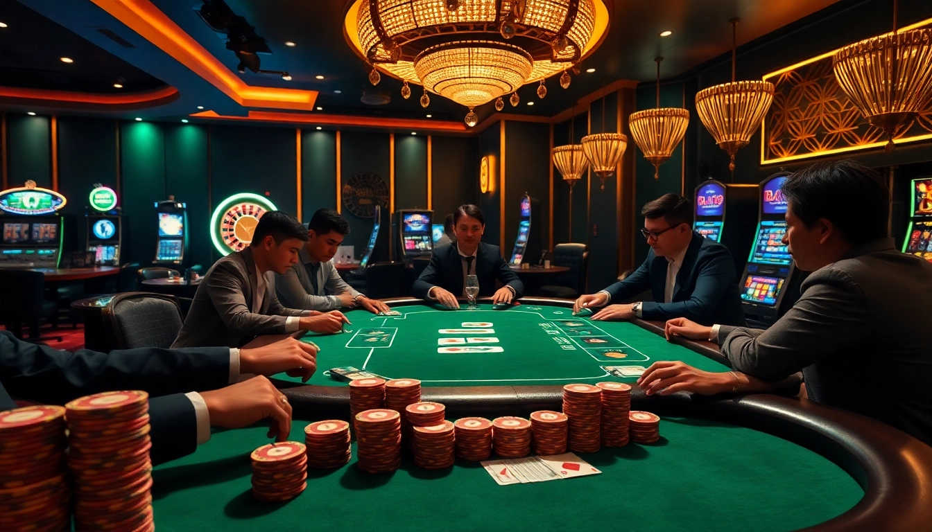 Rasakan sensasi kemenangan Datuk Win di meja kasino mewah, dengan chip poker berwarna-warni dan kartu.