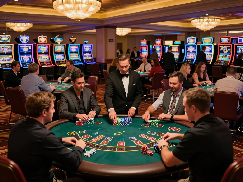 Engaged players strategizing in a casino, featuring giường bệnh nhân design elements for comfort during play