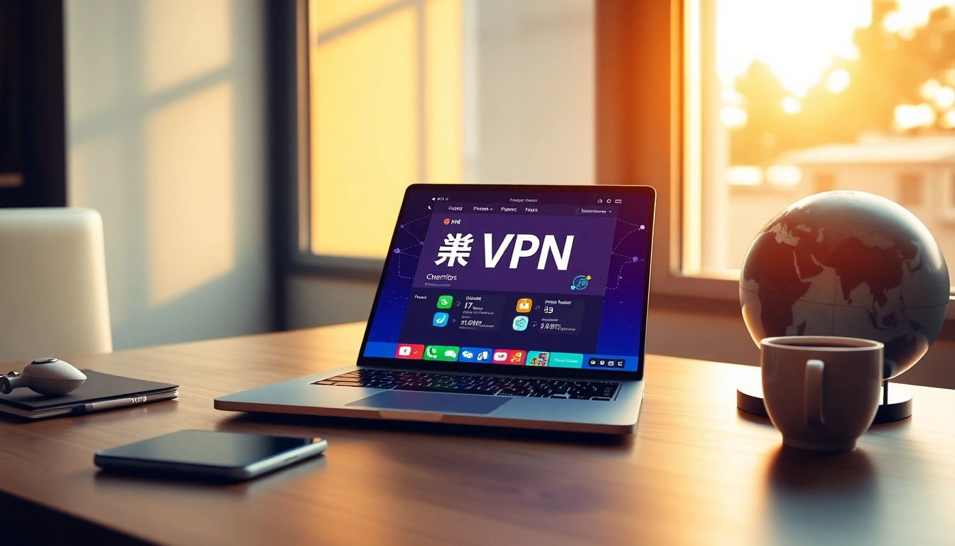 快连 VPN 应用在现代笔记本电脑上展示,象征全球连通性与网络安全。
