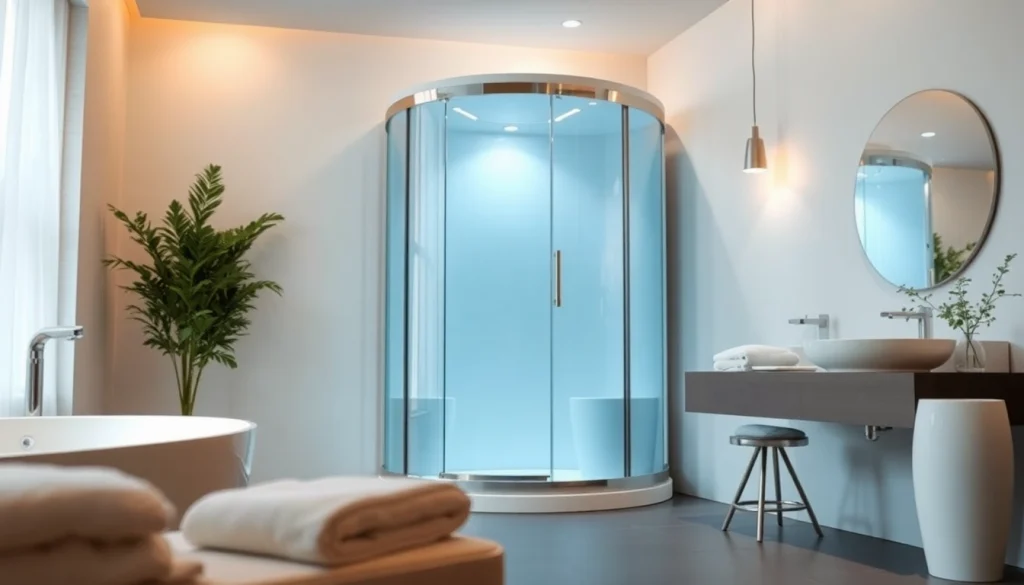 Admire the sirhona cabine de douche ornée de LED, ajoutant élégance à votre salle de bain.