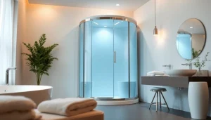 Admire the sirhona cabine de douche ornée de LED, ajoutant élégance à votre salle de bain.