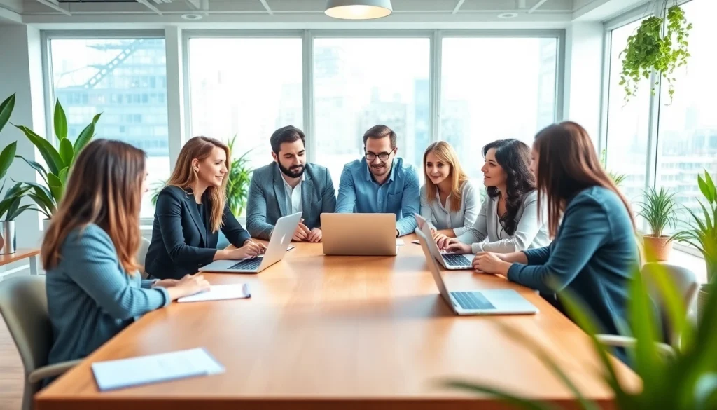 Optimize uk small business voip strategies in a modern office setting with a diverse team.