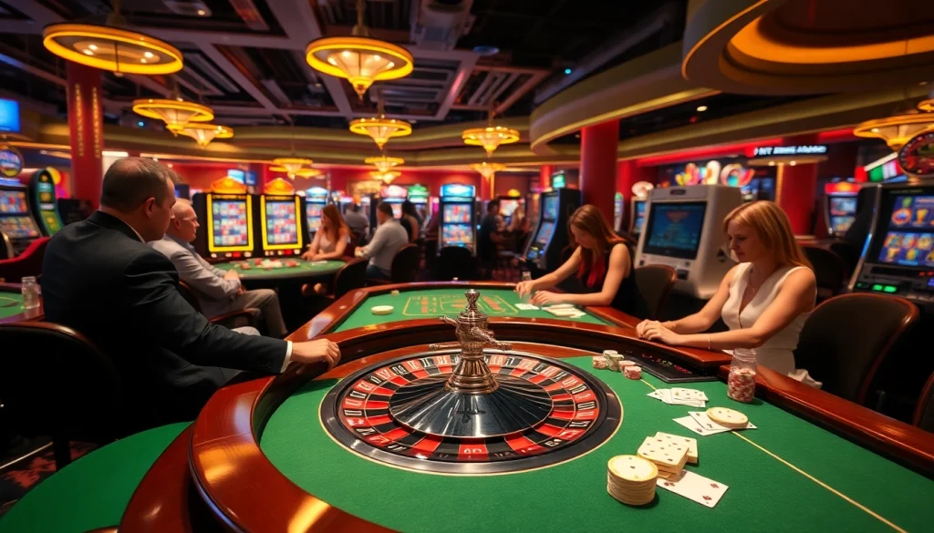 KJC AC 2 casino scene featuring poker chips, roulette wheel, and slot machines for an engaging gambling experience.