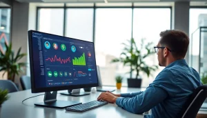 Analyze metrics with a professional Instagram smm panel in a sleek office space.